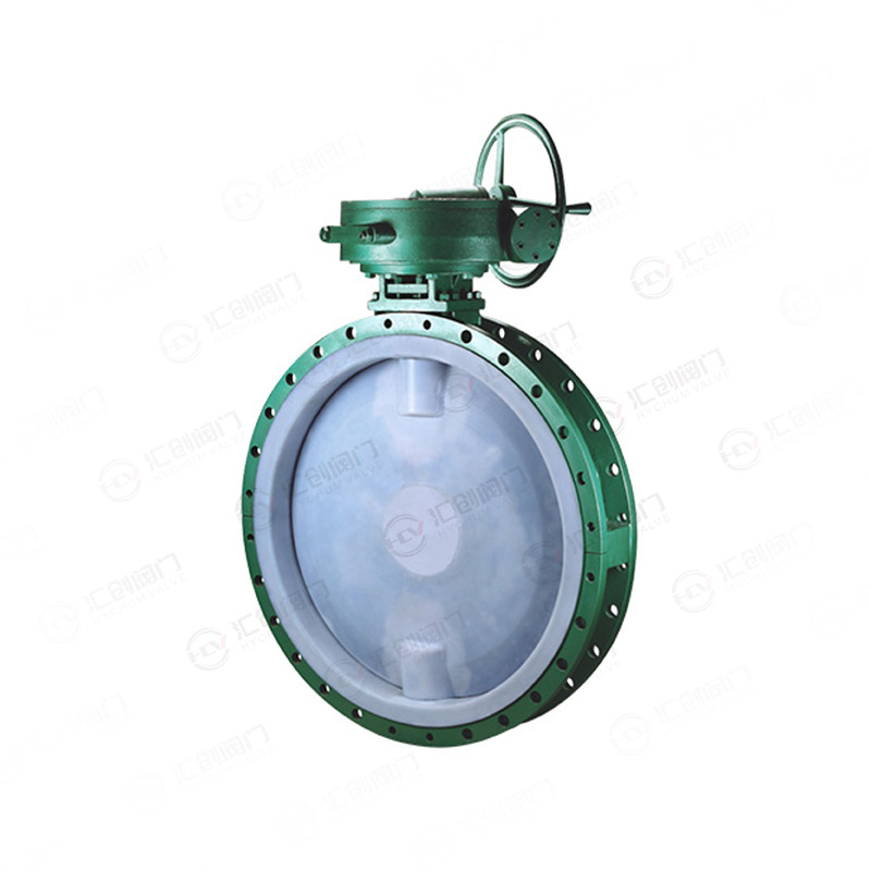 Fluorine-lined manual flange butterfly valve
